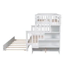 Load image into Gallery viewer, AECOJOY Twin-Over-Full Bunk Bed with Twin size Trundle, Storage and Guard Rail for Bedroom, Espresso