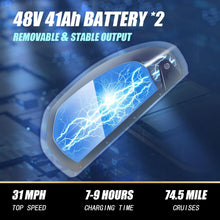 Load image into Gallery viewer, Peak 3000W AKEZ Kingkong 1500W Electric Bike, 31MPH Electric Dirt Bike for Adults, 48V41A Dual Removable Battery Mountain Ebike, 20'' Fat Tire Ebike, 7speed, Hydraulic Brake
