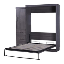 Load image into Gallery viewer, Euroco Wood Full Size Murphy Wall Bed with Wardrobe and Drawers for Living Room, Moveable Wardrobe and Drawers, Space - Saving &amp; Easy Open and Close for Kids Teens Adults, Gray