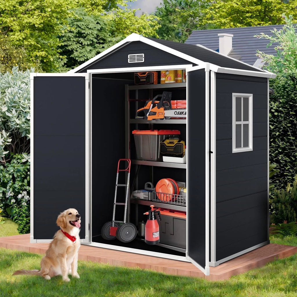 Enyopro 306gal Outdoor Storage Shed, Horizontal Resin Shed, Resistant Tool Plastic Shed for Storage of Bike/Garbage Cans/Garden Tools/Lawn Mowers