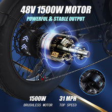 Load image into Gallery viewer, Peak 3000W AKEZ Kingkong 1500W Electric Bike, 31MPH Electric Dirt Bike for Adults, 48V41A Dual Removable Battery Mountain Ebike, 20'' Fat Tire Ebike, 7speed, Hydraulic Brake
