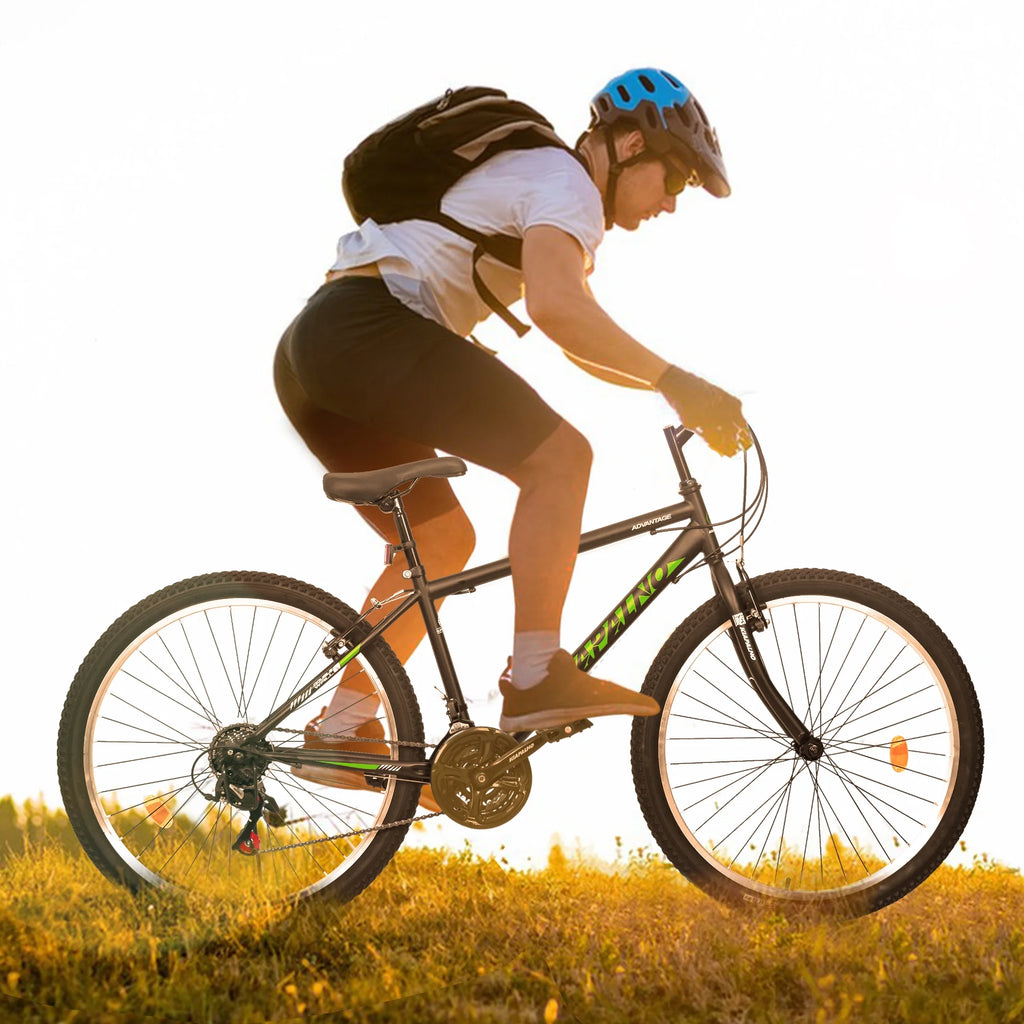 Aukfa 26" Mountain Bike for Men and Women, 21 - Speed High - Performance All - Terrain Bicycle with Dual V - Brakes, Green