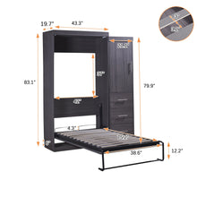 Load image into Gallery viewer, Euroco Wood Full Size Murphy Wall Bed with Wardrobe and Drawers for Living Room, Moveable Wardrobe and Drawers, Space - Saving &amp; Easy Open and Close for Kids Teens Adults, Gray