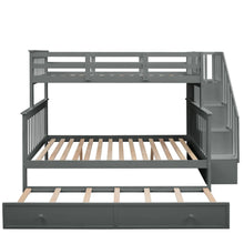 Load image into Gallery viewer, AECOJOY Twin-Over-Full Bunk Bed with Twin size Trundle, Storage and Guard Rail for Bedroom, Espresso