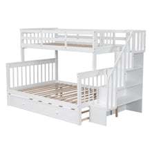 Load image into Gallery viewer, AECOJOY Twin-Over-Full Bunk Bed with Twin size Trundle, Storage and Guard Rail for Bedroom, Espresso