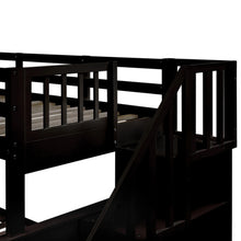 Load image into Gallery viewer, AECOJOY Twin-Over-Full Bunk Bed with Twin size Trundle, Storage and Guard Rail for Bedroom, Espresso