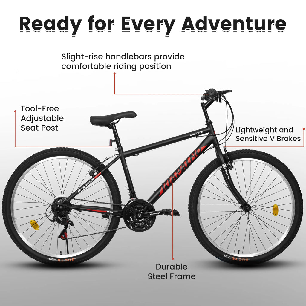 Aukfa 26" Mountain Bike for Men and Women, 21 - Speed High - Performance All - Terrain Bicycle with Dual V - Brakes, Green