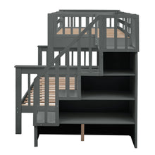 Load image into Gallery viewer, AECOJOY Twin-Over-Full Bunk Bed with Twin size Trundle, Storage and Guard Rail for Bedroom, Espresso