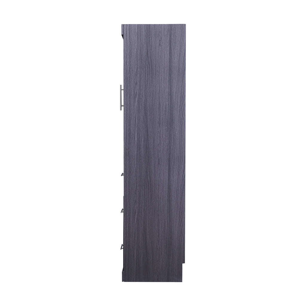 Euroco Wood Full Size Murphy Wall Bed with Wardrobe and Drawers for Living Room, Moveable Wardrobe and Drawers, Space - Saving & Easy Open and Close for Kids Teens Adults, Gray