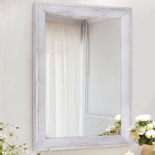 Load image into Gallery viewer, AAZZKANG Mirrors for Wall Rustic Wood Framed Mirror Decorative Farmhouse Bedroom Bathroom Hanging Mirror Wall Decor Rectangle White