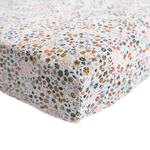 Little Unicorn Cotton Muslin Crib Sheet - Pressed Petals