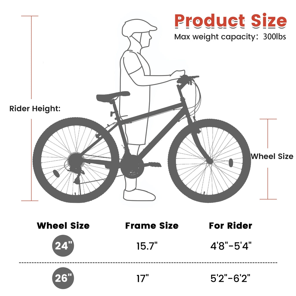 Aukfa 26" Mountain Bike for Men and Women, 21 - Speed High - Performance All - Terrain Bicycle with Dual V - Brakes, Green