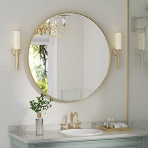 24 in. W x 24 in. H Medium Round Mirror Metal Framed Wall Mirrors Bathroom Vanity Mirror Decorative Mirror in Black