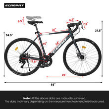 Load image into Gallery viewer, POVANLI 700C Road Bike for Men Women, 16 - Speed Outdoor Bike Disc Brakes, Racing Bike Light Weight Aluminum Frame, City Commuting Road Bicycle L Size, Adults Ages 14+, Gift(Dark Blue)