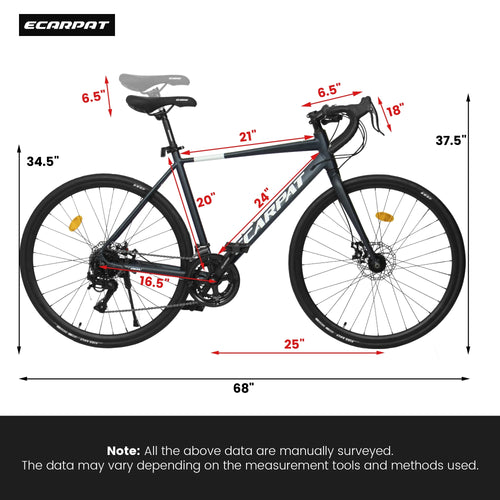 POVANLI 700C Road Bike for Men Women, 16 - Speed Outdoor Bike Disc Brakes, Racing Bike Light Weight Aluminum Frame, City Commuting Road Bicycle L Size, Adults Ages 14+, Gift(Dark Blue)