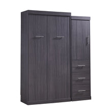 Load image into Gallery viewer, Euroco Wood Full Size Murphy Wall Bed with Wardrobe and Drawers for Living Room, Moveable Wardrobe and Drawers, Space - Saving &amp; Easy Open and Close for Kids Teens Adults, Gray