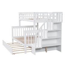 Load image into Gallery viewer, AECOJOY Twin-Over-Full Bunk Bed with Twin size Trundle, Storage and Guard Rail for Bedroom, Espresso