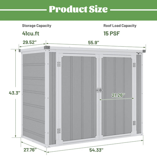 Enyopro 306gal Outdoor Storage Shed, Horizontal Resin Shed, Resistant Tool Plastic Shed for Storage of Bike/Garbage Cans/Garden Tools/Lawn Mowers