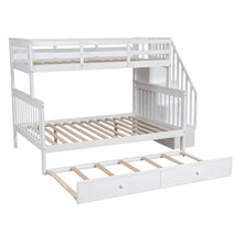 Load image into Gallery viewer, AECOJOY Twin-Over-Full Bunk Bed with Twin size Trundle, Storage and Guard Rail for Bedroom, Espresso