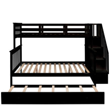 Load image into Gallery viewer, AECOJOY Twin-Over-Full Bunk Bed with Twin size Trundle, Storage and Guard Rail for Bedroom, Espresso