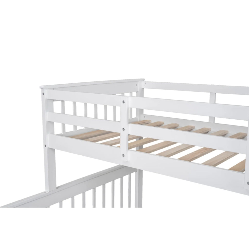 AECOJOY Twin-Over-Full Bunk Bed with Twin size Trundle, Storage and Guard Rail for Bedroom, Espresso