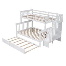 Load image into Gallery viewer, AECOJOY Twin-Over-Full Bunk Bed with Twin size Trundle, Storage and Guard Rail for Bedroom, Espresso