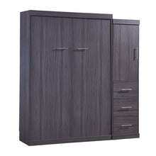 Load image into Gallery viewer, Euroco Wood Full Size Murphy Wall Bed with Wardrobe and Drawers for Living Room, Moveable Wardrobe and Drawers, Space - Saving &amp; Easy Open and Close for Kids Teens Adults, Gray