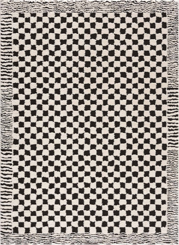 Hauteloom Leryn Black & White Checkered Area Rug | Area Rug for Living Room, Bedroom | Black & White Checkered Rug - 5'3