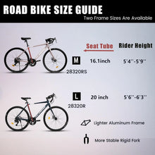 Load image into Gallery viewer, POVANLI 700C Road Bike for Men Women, 16 - Speed Outdoor Bike Disc Brakes, Racing Bike Light Weight Aluminum Frame, City Commuting Road Bicycle L Size, Adults Ages 14+, Gift(Dark Blue)