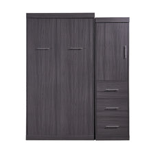 Load image into Gallery viewer, Euroco Wood Full Size Murphy Wall Bed with Wardrobe and Drawers for Living Room, Moveable Wardrobe and Drawers, Space - Saving &amp; Easy Open and Close for Kids Teens Adults, Gray