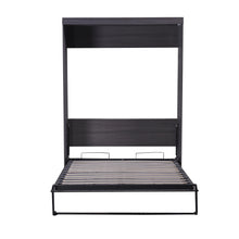 Load image into Gallery viewer, Euroco Wood Full Size Murphy Wall Bed with Wardrobe and Drawers for Living Room, Moveable Wardrobe and Drawers, Space - Saving &amp; Easy Open and Close for Kids Teens Adults, Gray