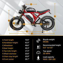 Load image into Gallery viewer, Peak 3000W AKEZ Kingkong 1500W Electric Bike, 31MPH Electric Dirt Bike for Adults, 48V41A Dual Removable Battery Mountain Ebike, 20'' Fat Tire Ebike, 7speed, Hydraulic Brake