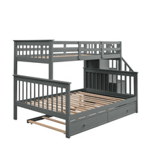Load image into Gallery viewer, AECOJOY Twin-Over-Full Bunk Bed with Twin size Trundle, Storage and Guard Rail for Bedroom, Espresso
