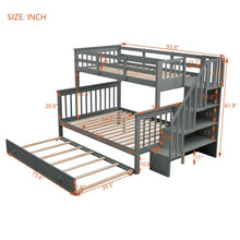 Load image into Gallery viewer, AECOJOY Twin-Over-Full Bunk Bed with Twin size Trundle, Storage and Guard Rail for Bedroom, Espresso