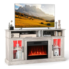 Load image into Gallery viewer, 58" Electric Fireplace TV Stand for 65" TVs, Entertainment Center with 28" Fireplace Heater Insert, LED Lights, Remote Control &amp; Storage