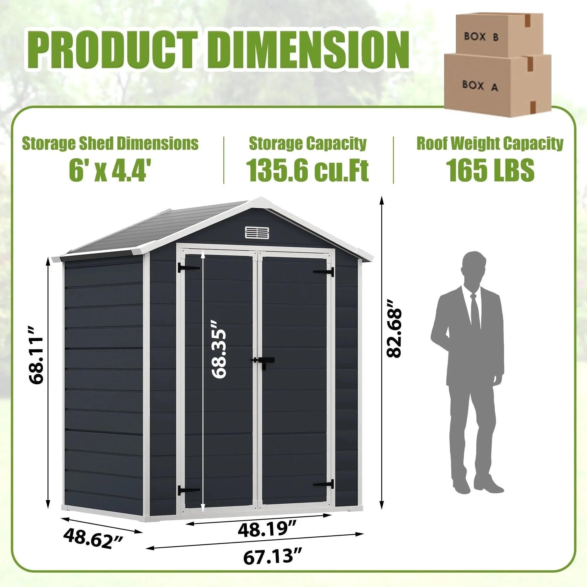 Enyopro 306gal Outdoor Storage Shed, Horizontal Resin Shed, Resistant Tool Plastic Shed for Storage of Bike/Garbage Cans/Garden Tools/Lawn Mowers